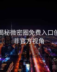 老玩家揭秘微密圈免费入口创作者谈非官方视角