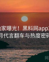 0521. 独家曝光！黑料网app2018年1月代言翻车与热度密码